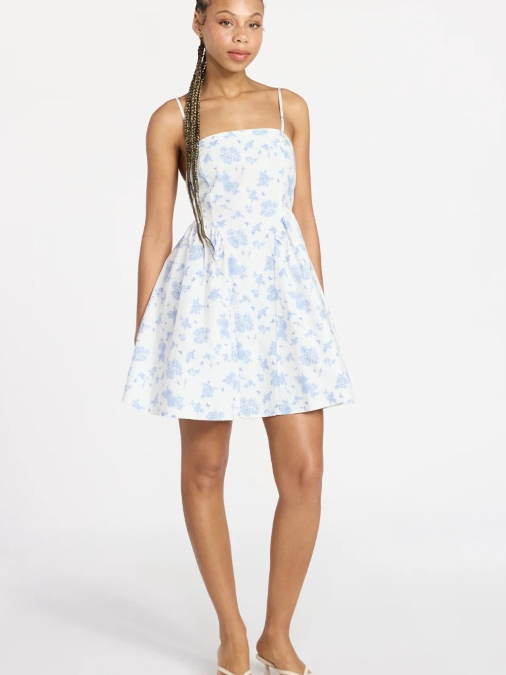 White Sundress with Light Blue Floral Print large NWT